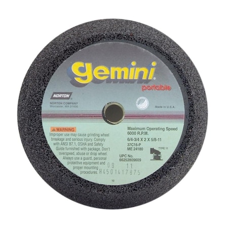 Norton Co FLARING CUP WHEELS, Type 11 - Masonry - Silicon Carbide, 6 / 4-3/4 x 2 x 5/8-11, Max RPM: 6000 662528-09609